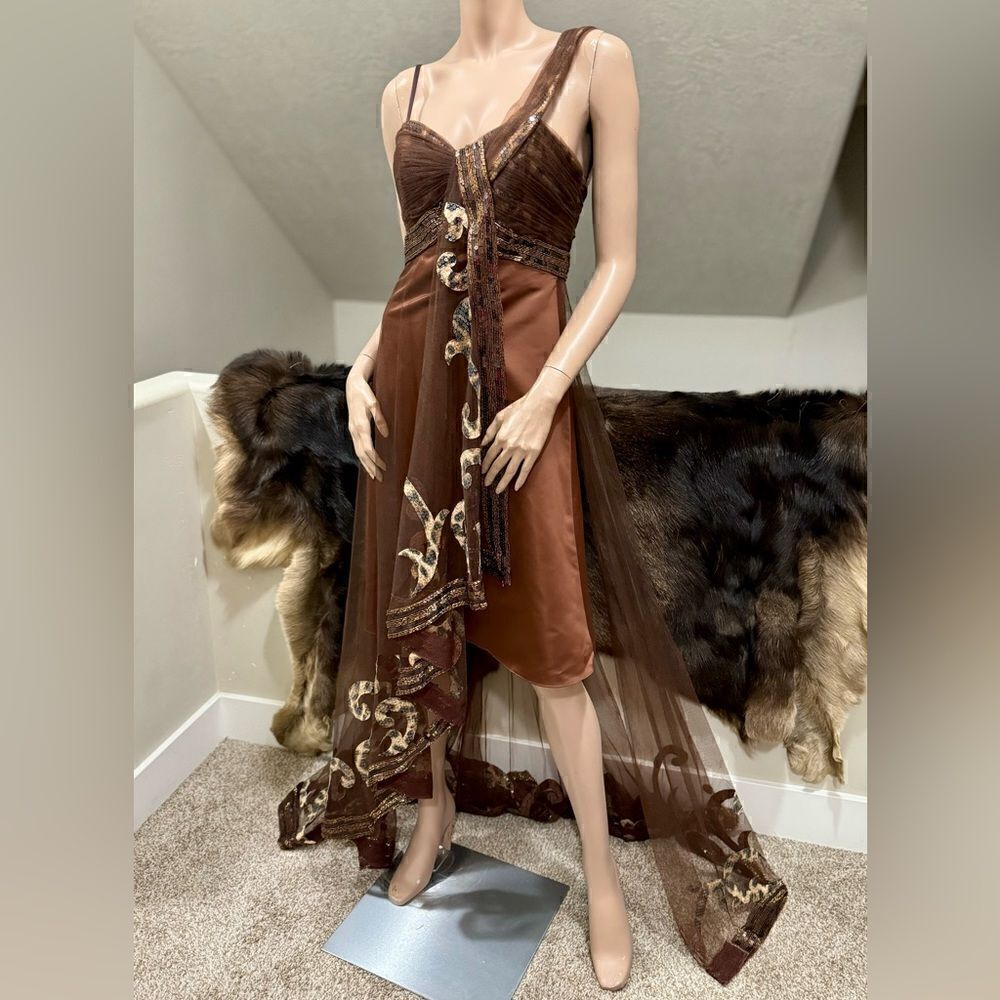 Chic Asymmetric Design, Beaded & Sequined Evening Dress - Picture 2 of 15